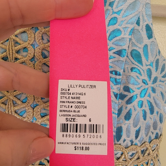 NWT Lilly Pulitzer Mini Franci Dress Bermuda Blue Lagoon Jacquard Size 6 - Picture 2 of 6
